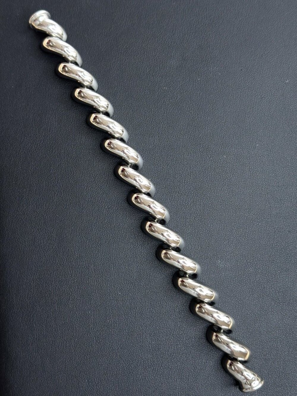 Sterling Silver Bracelet Italian San Marco 7" Italy Chunky Curb Link  Polished